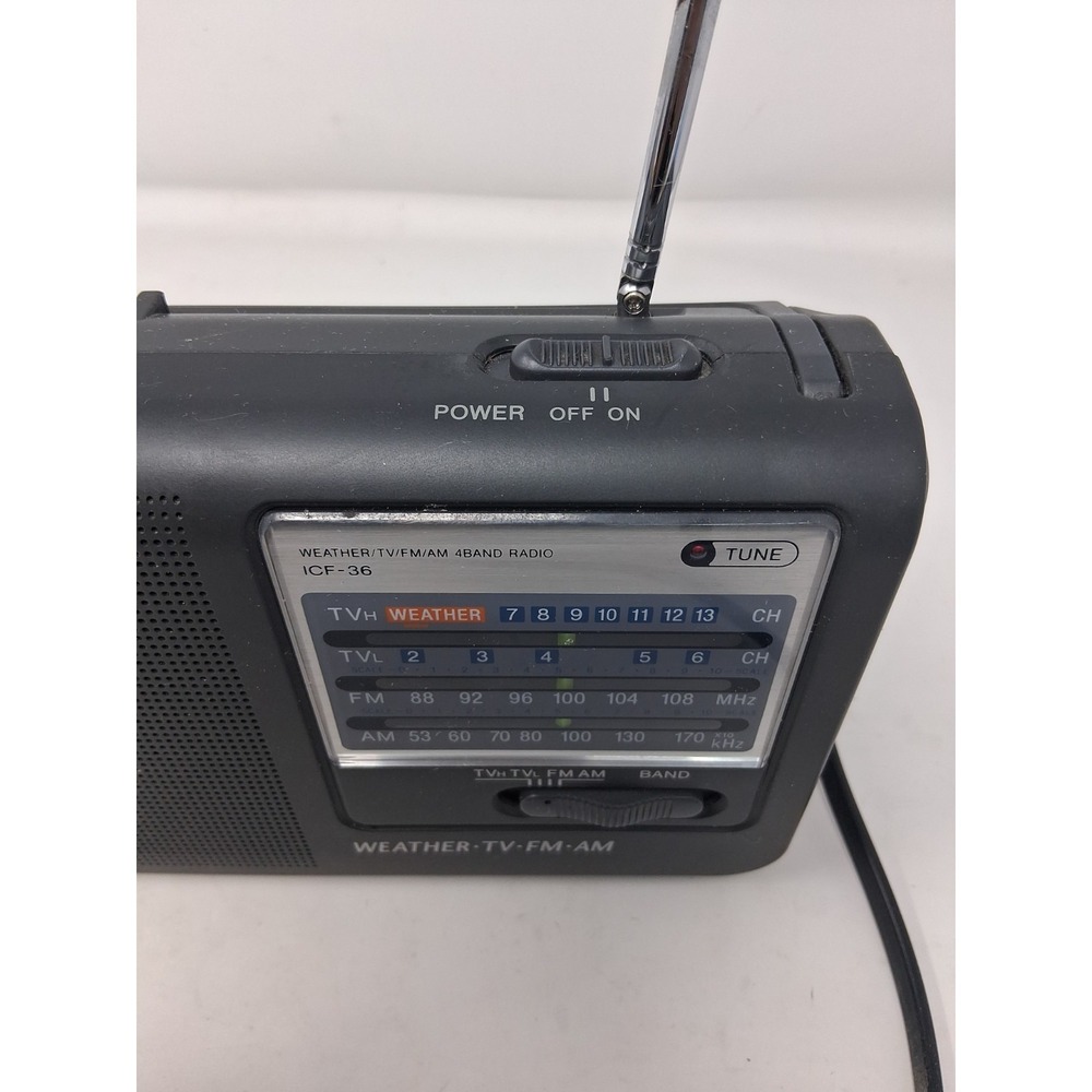Sony ICF-36 Weather TV FM AM 4-Band Portable Radio Tested and Working AC Cord - Picture 2 of 9
